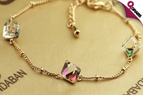 For QR129 Sparkle with a Rose Gold Bracelet with Three Block-Shaped Swarovski Elements in Two Pretty Tints! (QR275 Value)